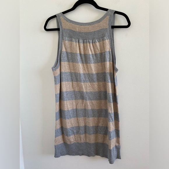 Old Navy Grey & Tan Knit Striped Sleeveless Cardigan Sweater Size L New W/O Tag - Picture 6 of 7